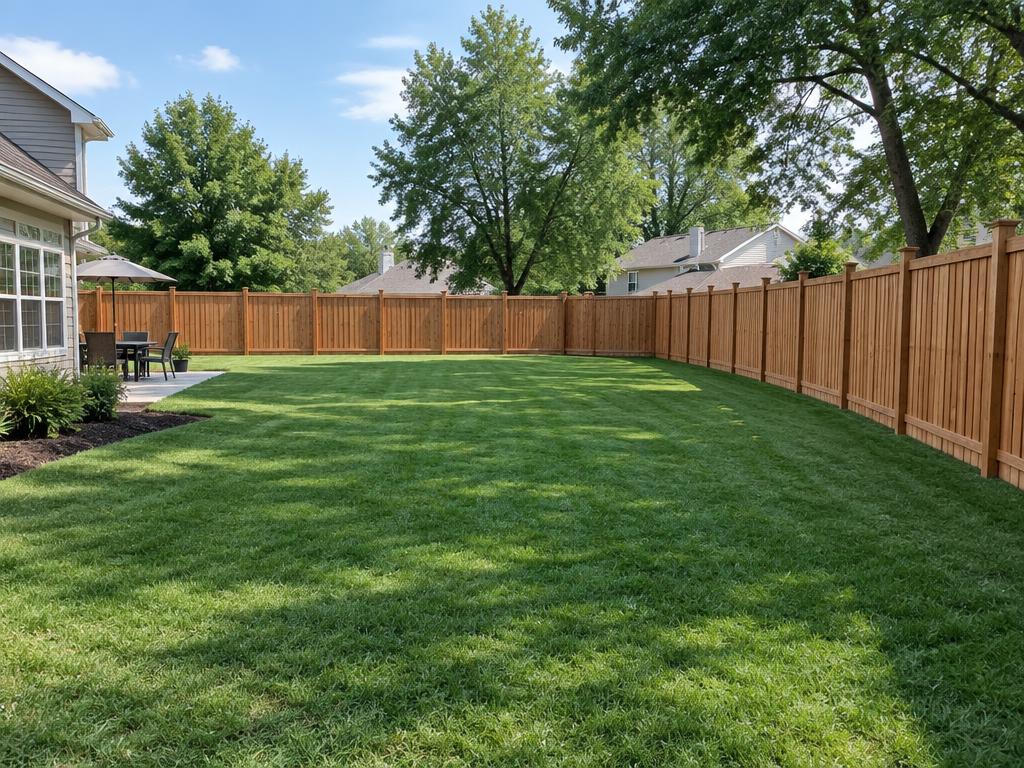 Tall privacy fence enclosing a backyard