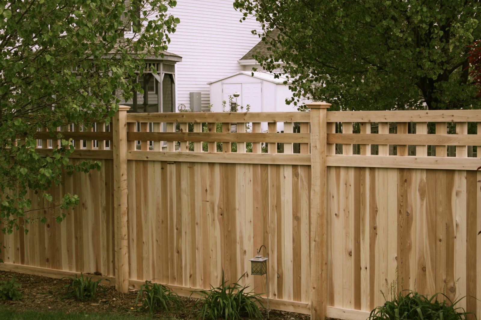 Board-on-board cedar wood fence